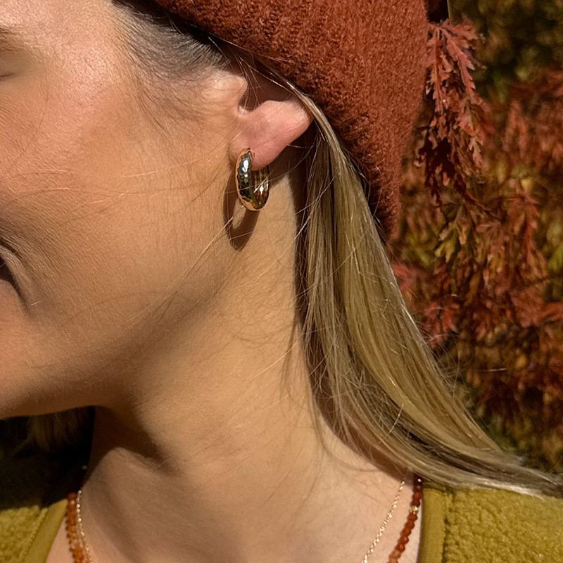 Créoles Plaqué Or martelées 15mm