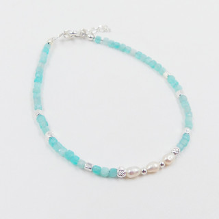 Bracelet Argent Amazonite et perles nacre