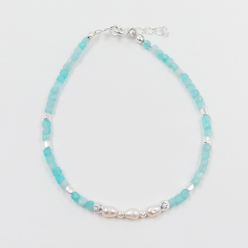 Bracelet Argent Amazonite et perles nacre