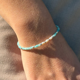 Bracelet Argent Amazonite et perles nacre