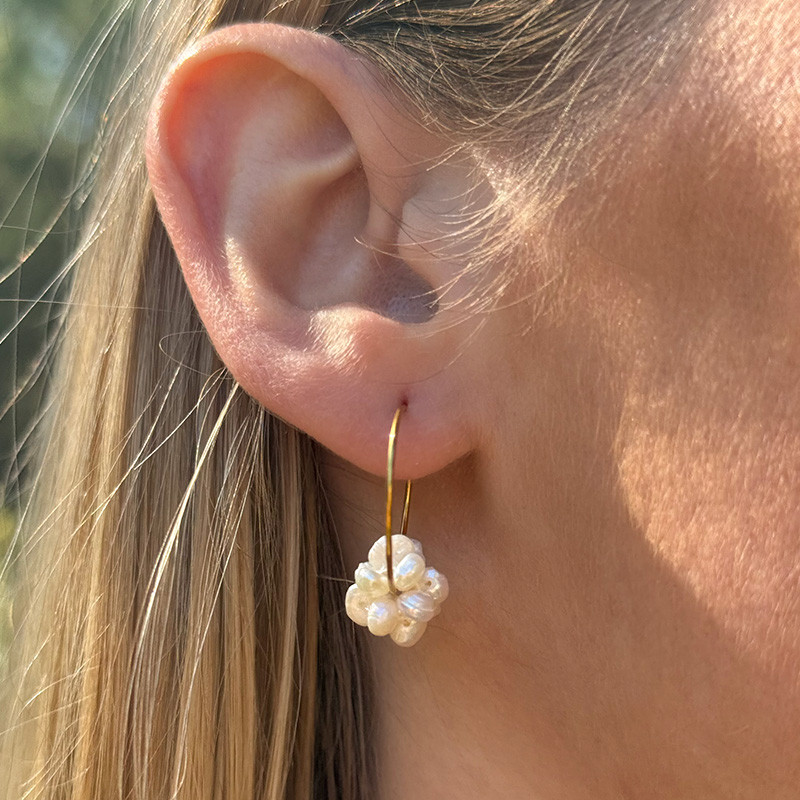 Créoles dorées perlées