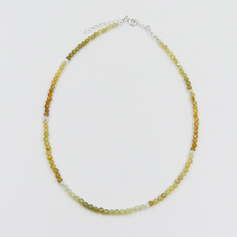 Collier Argent Grenat vert