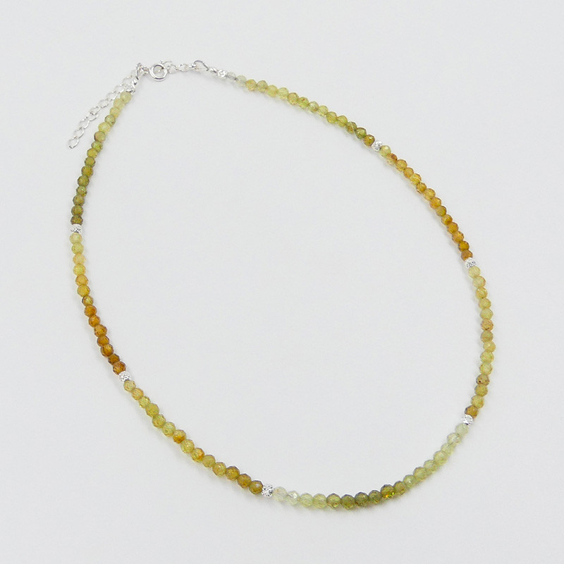 Collier Argent Grenat vert