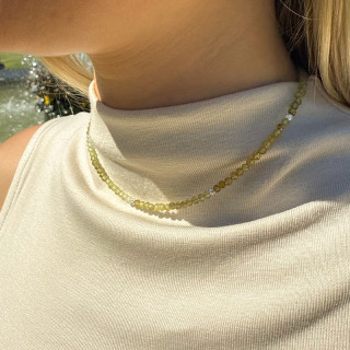 Collier Argent Grenat vert