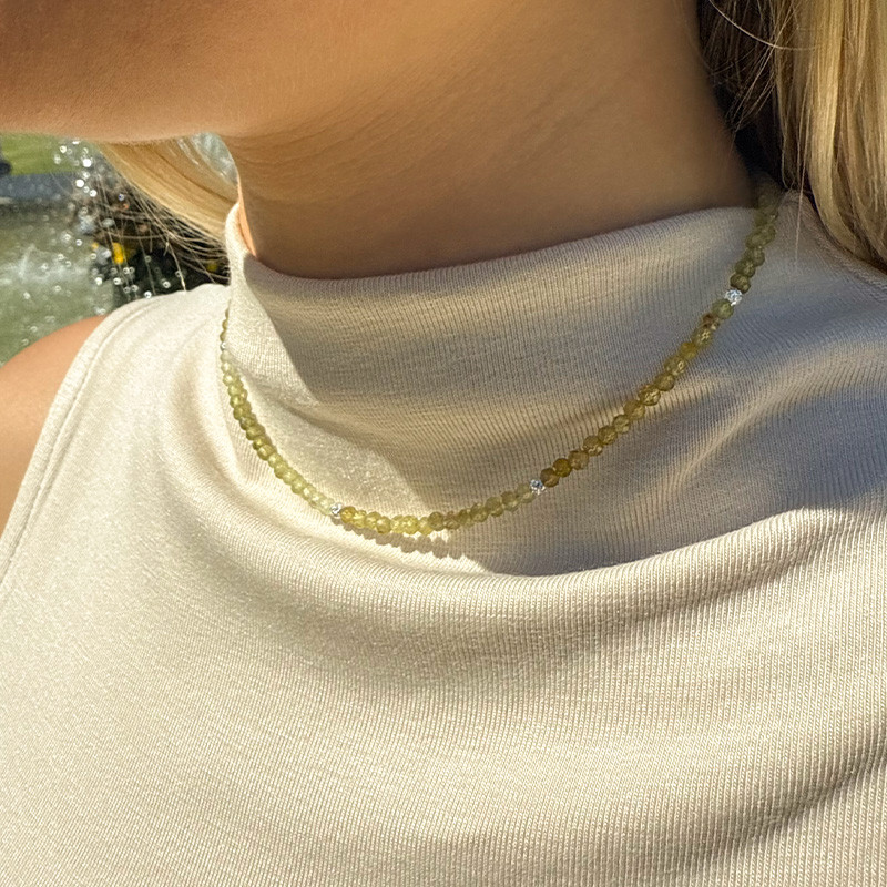Collier Argent Grenat vert