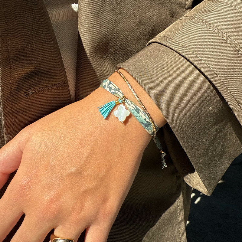 Bracelet Cordon Liberty Doré Trèfle