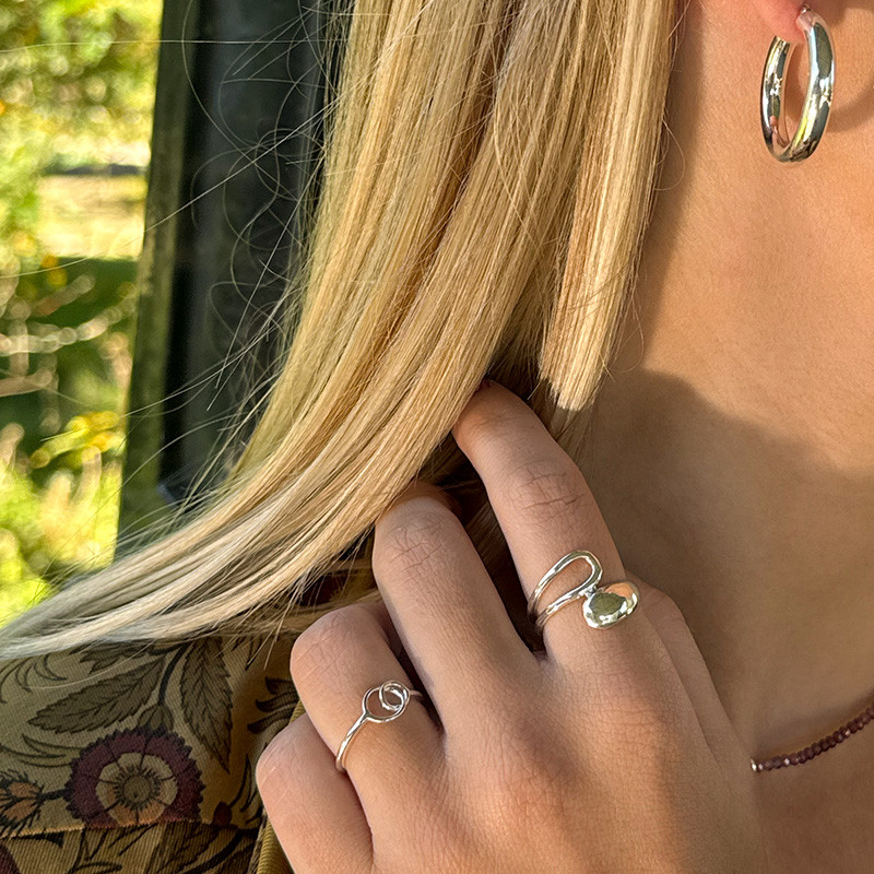 Bague Argent Double Cercles