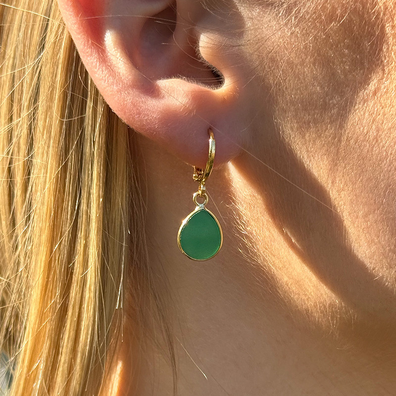 Boucles d'oreilles Doré Goutte pierres