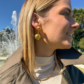 Boucles d'oreilles acier doré double boule