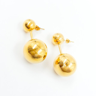 Boucles d'oreilles acier doré double boule