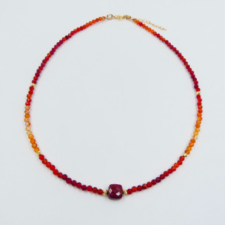 Collier Plaqué or pierres Grenat
