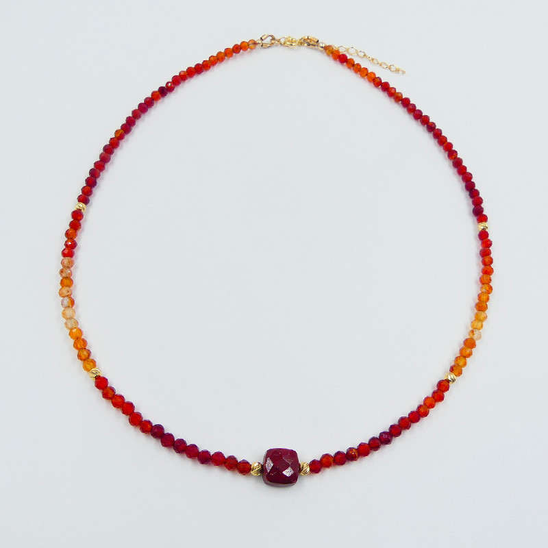 Collier Plaqué or pierres Grenat