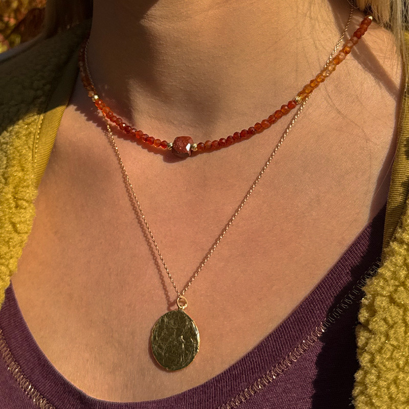 Collier Plaqué or pierres Grenat