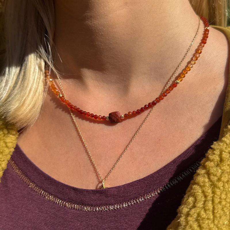 Collier Plaqué or pierres Grenat