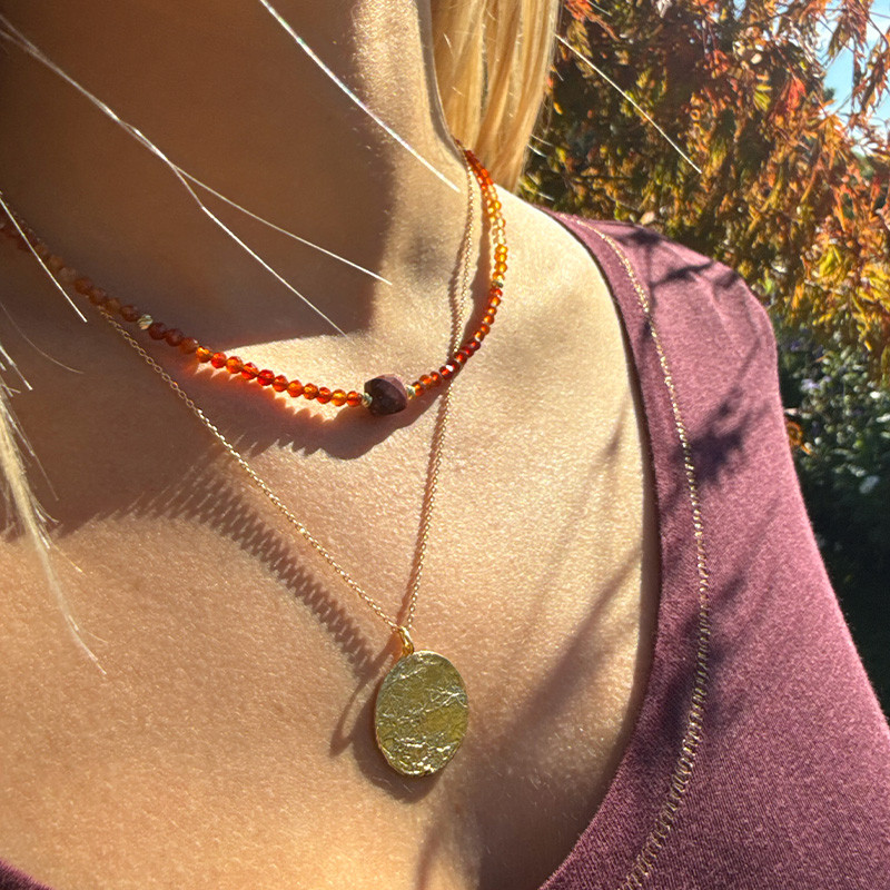 Collier Plaqué or pierres Grenat