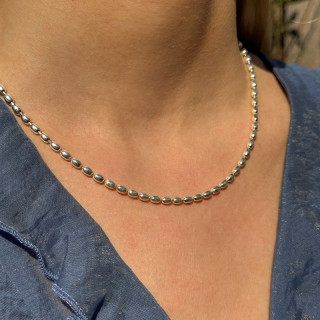 Collier Argent maille olive