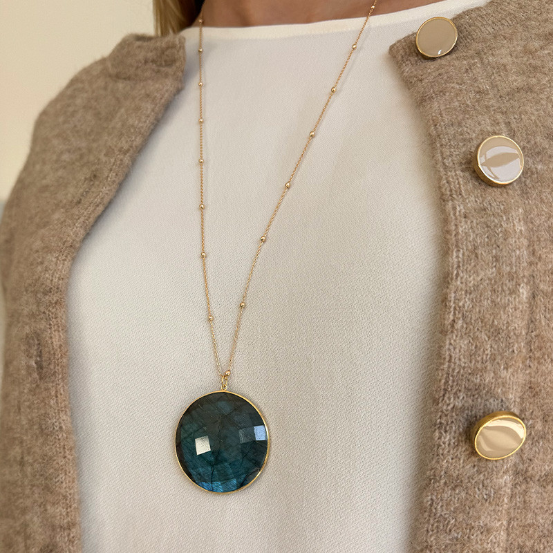 Collier Plaqué Or Labradorite