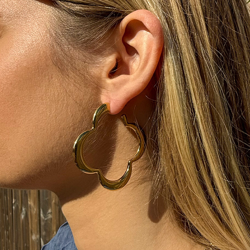 Boucles d’oreilles acier grand trèfle