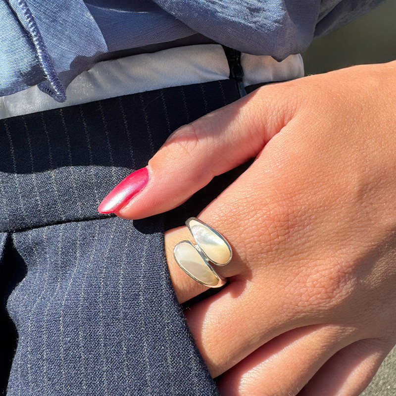 Bague Argent enlacée nacre