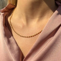 Collier acier doré maille olive