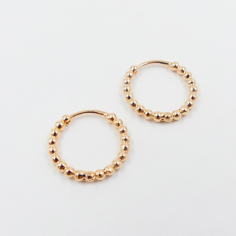 Créoles plaqué or mini boules 14mm