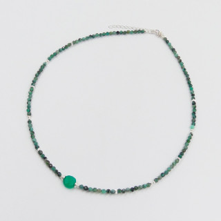 Collier Argent pierres Emeraude