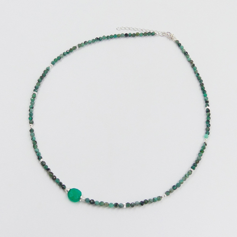 Collier Argent pierres Emeraude