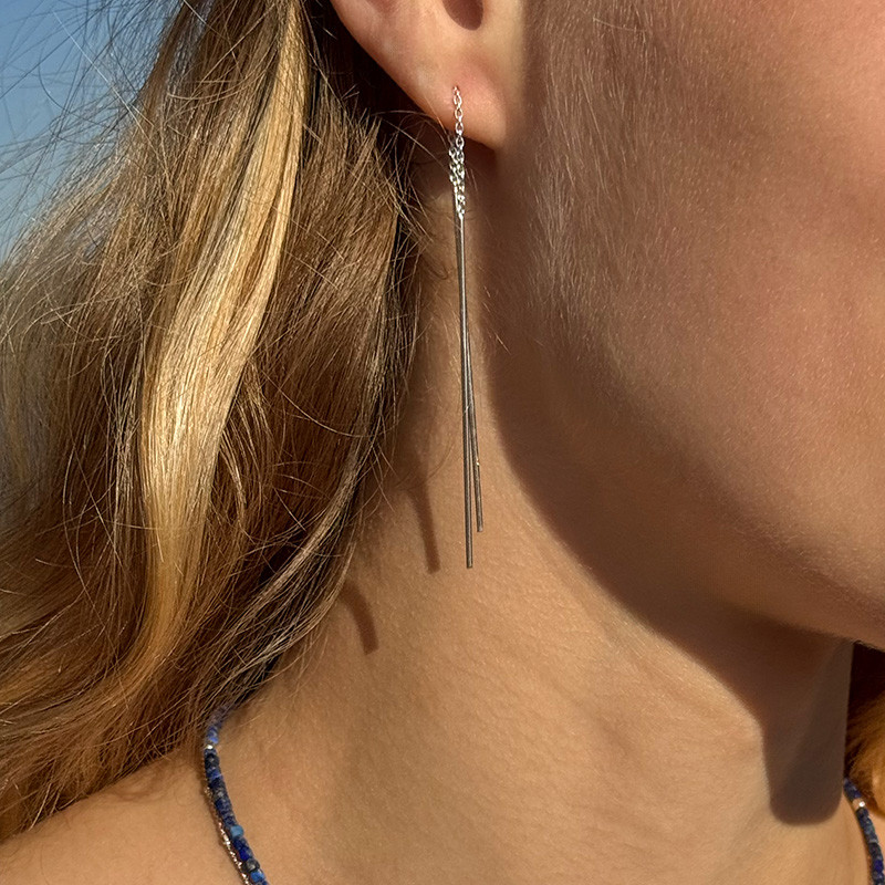 Boucles d'oreilles Argent barre traversante