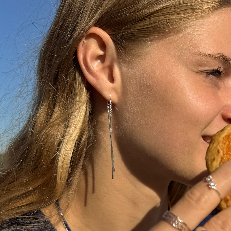 Boucles d'oreilles Argent barre traversante