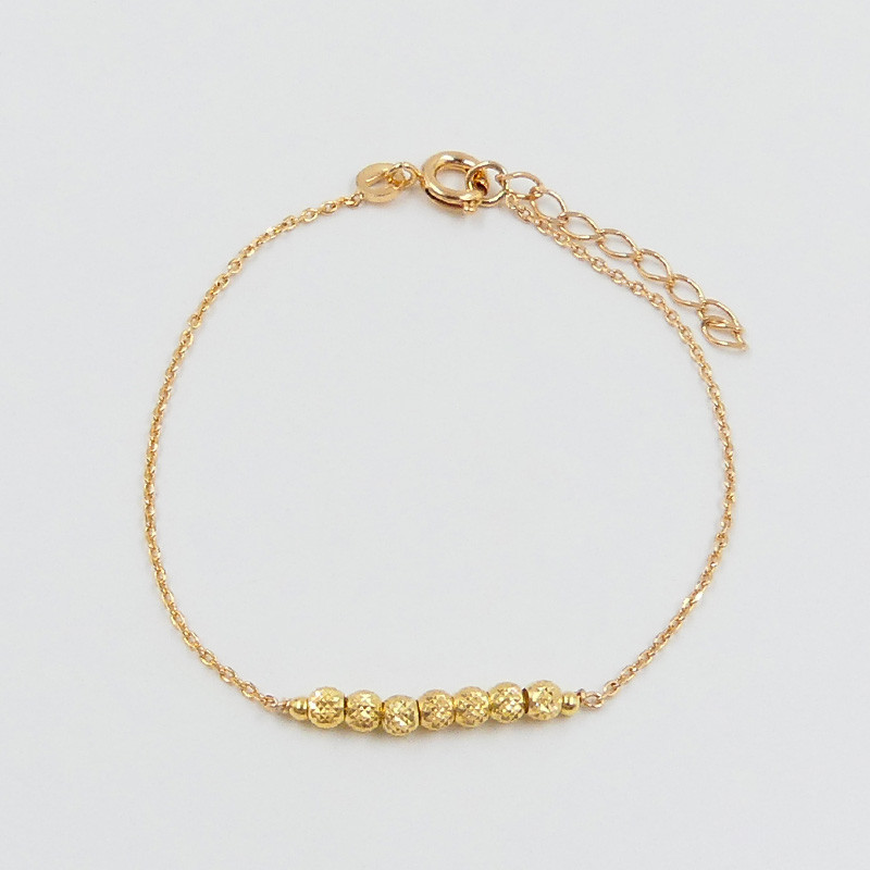 Bracelet Doré barrette perles striées