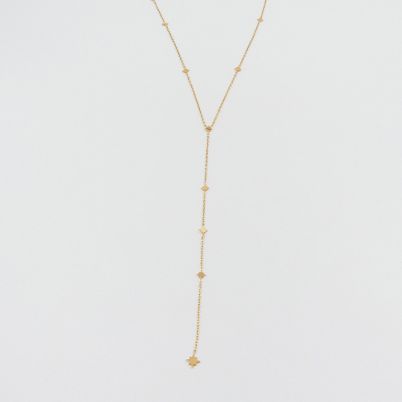 Collier cravate acier doré étoile