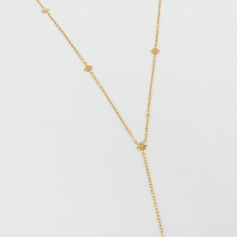 Collier cravate acier doré étoile