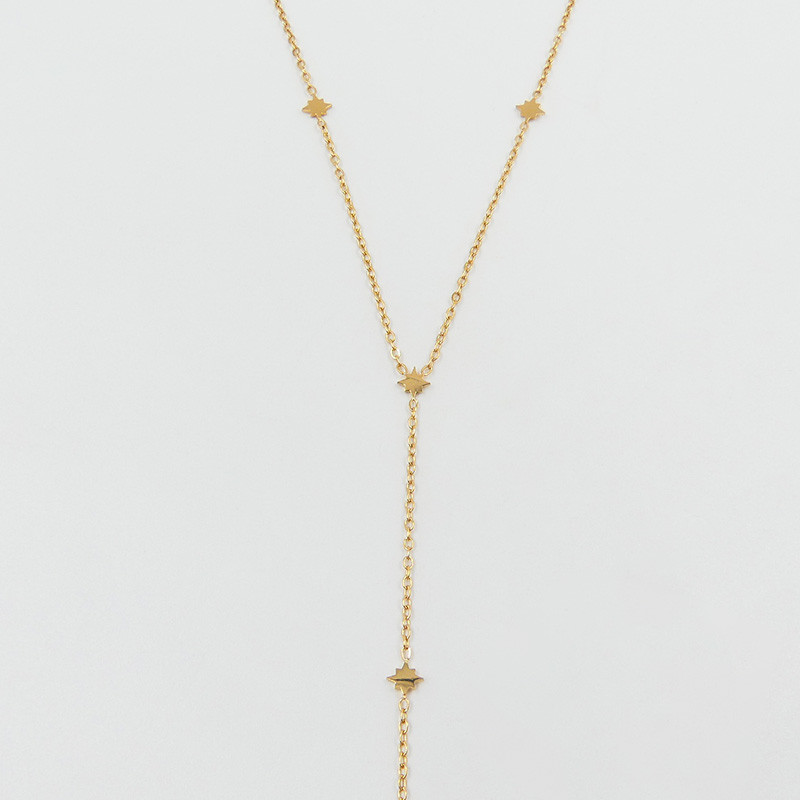 Collier cravate acier doré étoile