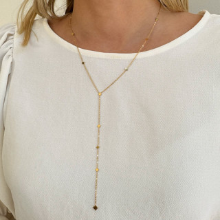 Collier cravate acier doré étoile