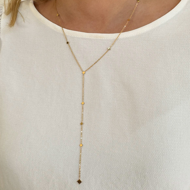 Collier cravate acier doré étoile