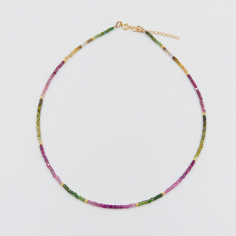 Collier Plaqué or pierres fines Tourmaline