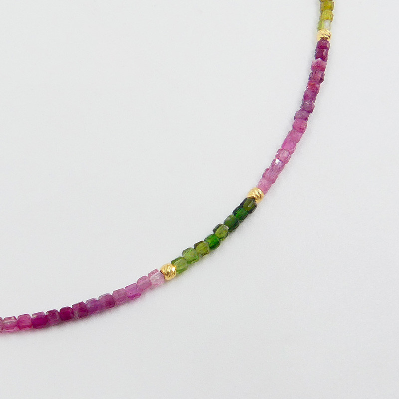 Collier Plaqué or pierres fines Tourmaline