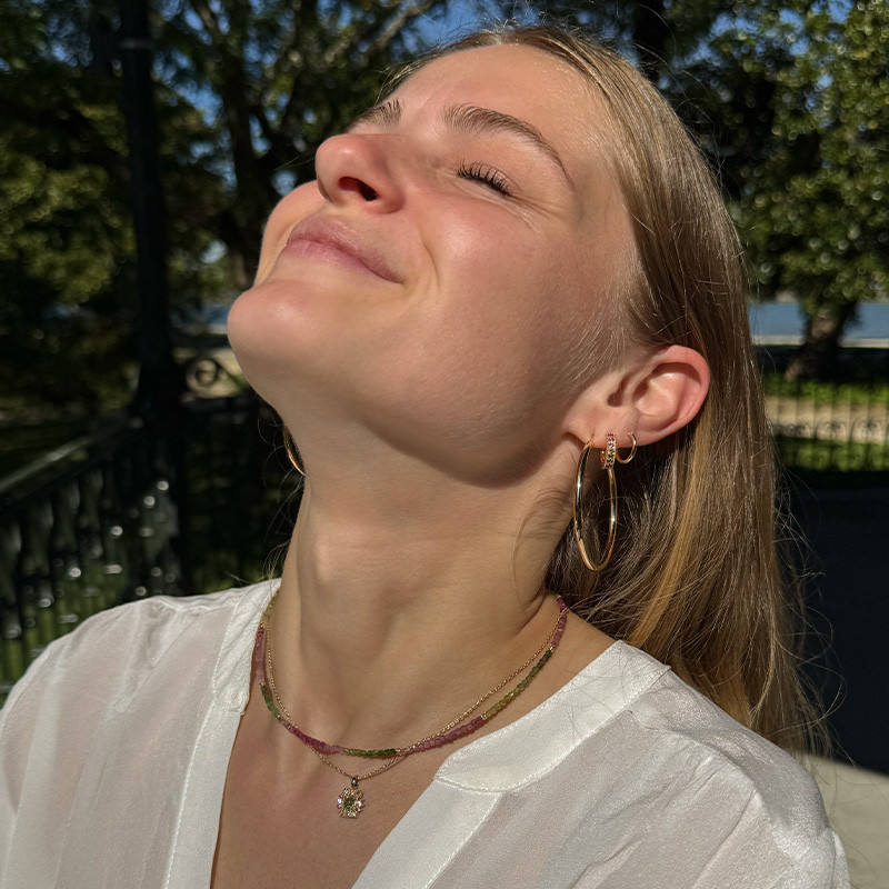 Collier Plaqué or pierres fines Tourmaline