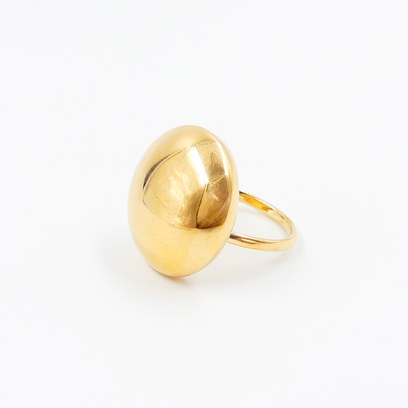 Bague ajustable acier doré sphère