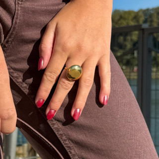 Bague ajustable acier doré sphère