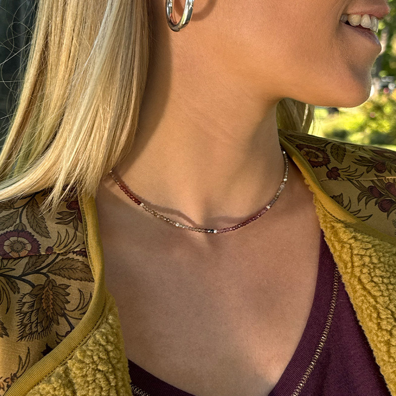 Collier Argent Spinelle