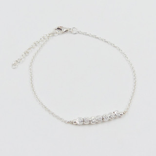 Bracelet Argent barrette perles striées