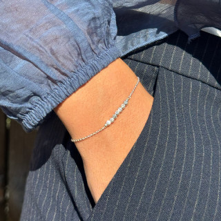 Bracelet Argent barrette perles striées