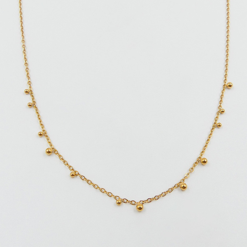 Collier acier doré mini boule