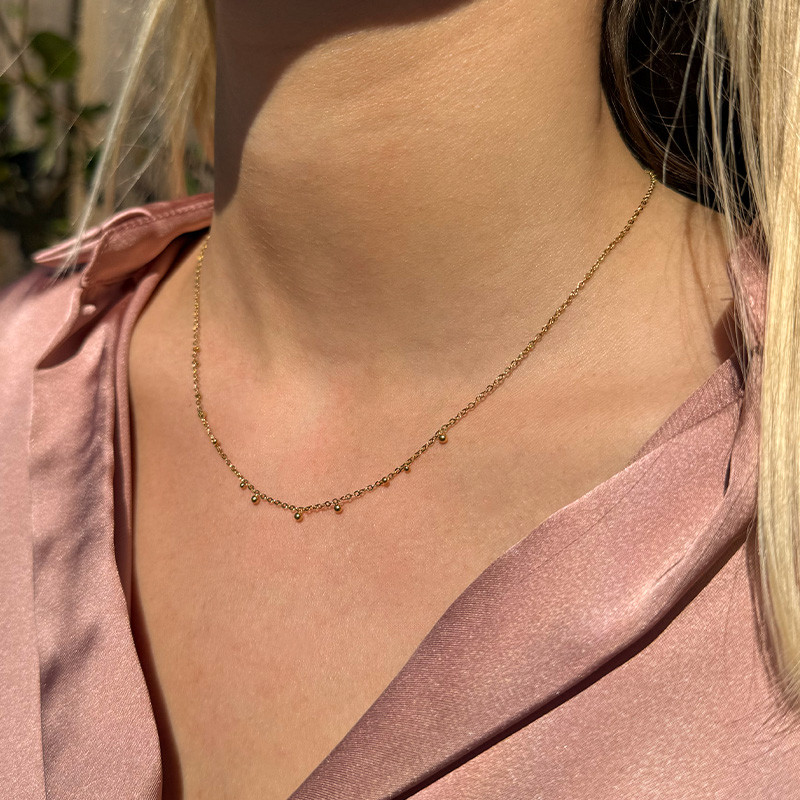 Collier acier doré mini boule