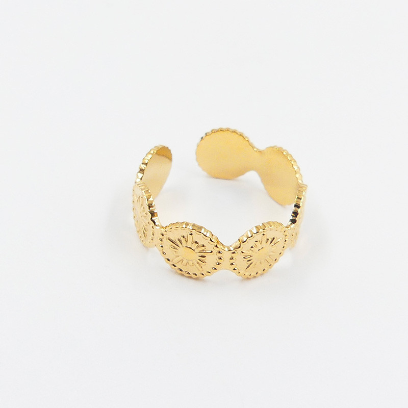Bague ajustable acier doré sun