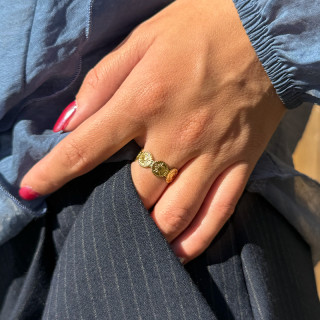 Bague ajustable acier doré sun