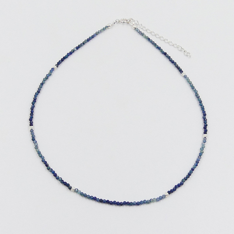 Collier Argent Saphir Bleu