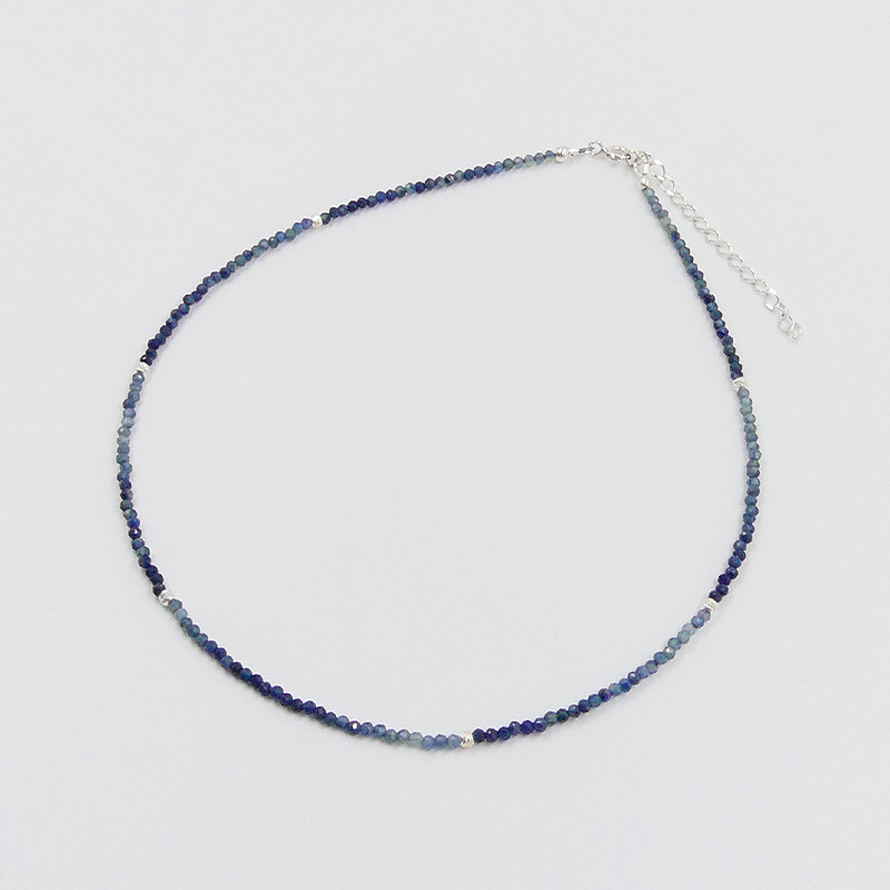 Collier Argent Saphir Bleu