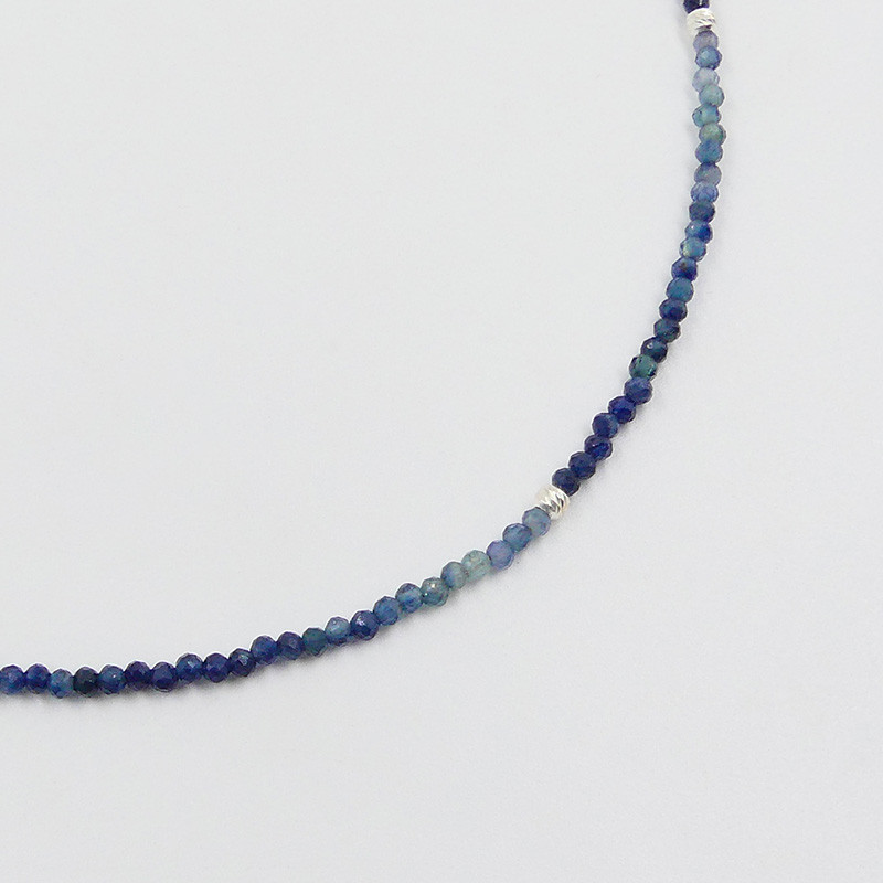 Collier Argent Saphir Bleu